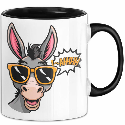 Esel Sonnenbrille Tasse Geschenk Lustige Geschenkidee Spruch Schwarz Trendation