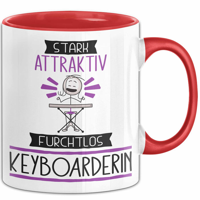 Keyboarderin Tasse Geschenk Becher Stark Attraktiv Furchtlos Keyboarderin Lustige Geschenkidee Rot Trendation