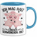 Schweine-Liebhaber Tasse Geschenk Ich Mag Halt Einfach Schweinchen Ok Blau Trendation