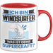 Windsurfer Tasse Geschenk für Windsurfer Geburtstag Lustiger Spruch Kaffee-Becher Was Ist Deine Superkraft Rot Trendation