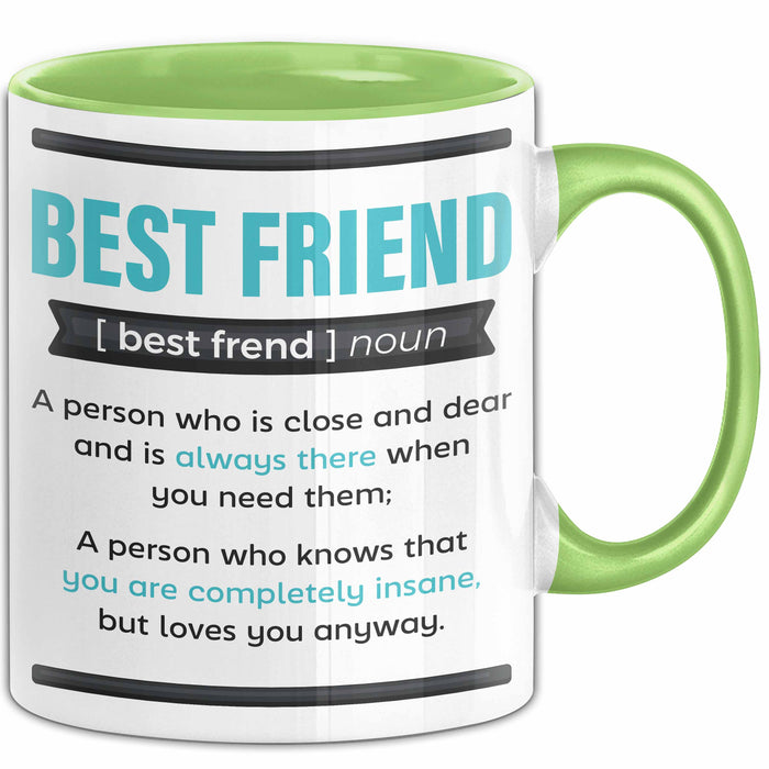 Tasse Geschenk Best Friend Definition Lustiger Spruch Becher Grün Trendation
