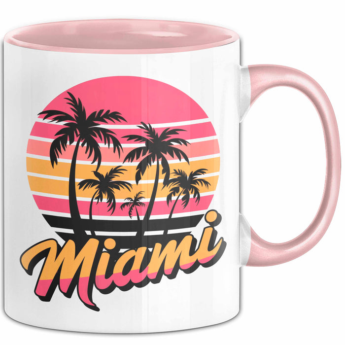 Miami Florida USA Tasse Geschenk Lustige Geschenkidee Spruch Rosa Trendation