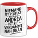 Andrea Tasse Geschenk Niemand Ist Perfekt Andrea Verdammt Nah Dran Geschenkidee Rot Trendation