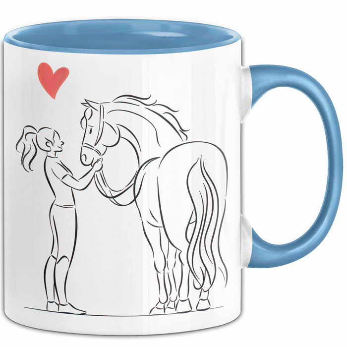 Pferde Tierliebhaber Mädchen Tasse Geschenk Lustige Geschenkidee Spruch Blau Trendation