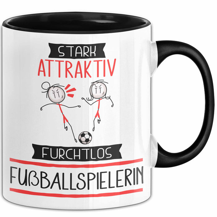 Fußballspielerin Tasse Geschenk Becher Stark Attraktiv Furchtlos Fußballspielerin Lustige Geschenkidee Trendation
