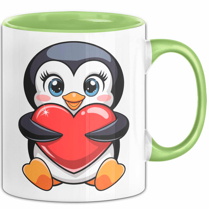 Pinguin Herz Tasse Geschenk Lustige Geschenkidee Spruch Grün Trendation