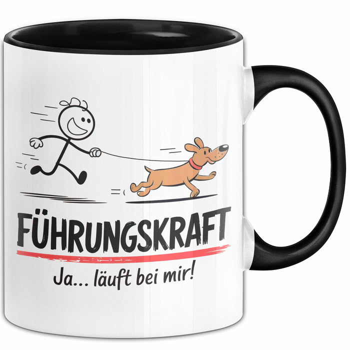 Hundebesitzer Hundegassi Tasse Geschenk Lustige Geschenkidee Spruch Führungskraft Ja Läuft Bei Mir Schwarz Trendation