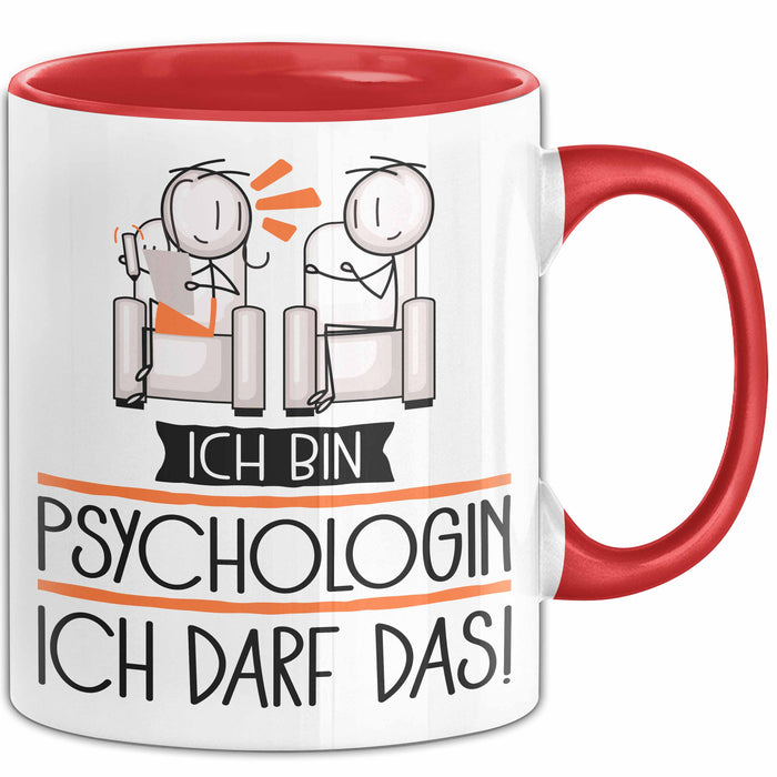 Geschenk für Psychologin Tasse Lustige Geschenkidee Geburtstag Ich Bin Psychologin Ich Darf Das Rot Trendation