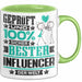 Influencer Geschenk Lustiger Spruch für Influencer Geschenkidee Bester Influencer Der Welt Grün Trendation