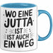 Jutta Tasse Geschenk Wo Eine Jutta Ist Ist Auch Ein Weg Geschenkidee Becher mit Name Blau Trendation