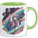 Weltall Katze Faultier Lama Regenbogen Tasse Geschenk Tier Grün Trendation