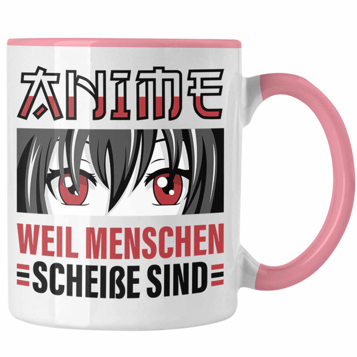 TRENDATION Anime Tasse Geschenk Spruch Kaffeetasse Rosa Trendation