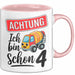 4. Geburtstag Tasse Geschenk Ich bin schon 4 Geschenkidee Geschenkidee Lustig Rosa Trendation