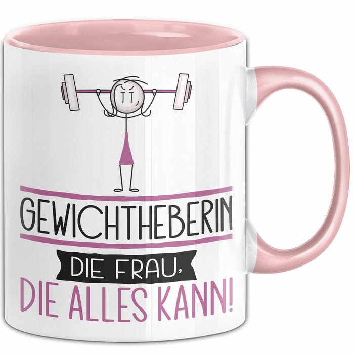 Gewichtheberin Geschenk Tasse Becher Die Frau Die Allen Kann Geschenkidee für eine Gewichtheberin Lustig Rosa Trendation