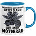 Motorradfahrer Geschenk Tasse Kaffee-Becher Motorrad Spruch Unterschätze Niemals Einen Alten Mann Auf Einem Motorrad Spruch Männer Blau Trendation