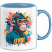 Affe Tier Kopfhörer Sonnenbrille Tasse Geschenk Lustige Geschenkidee Spruch Blau Trendation