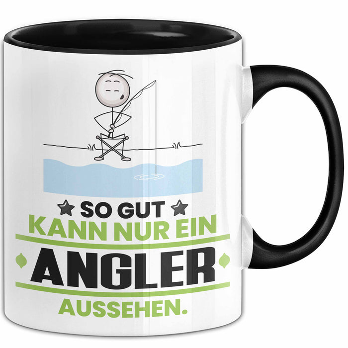 Angler Geschenk Tasse So Gut Kann Nur Ein Angler Aussehen Geschenkidee Kaffee-Becher Schwarz Trendation