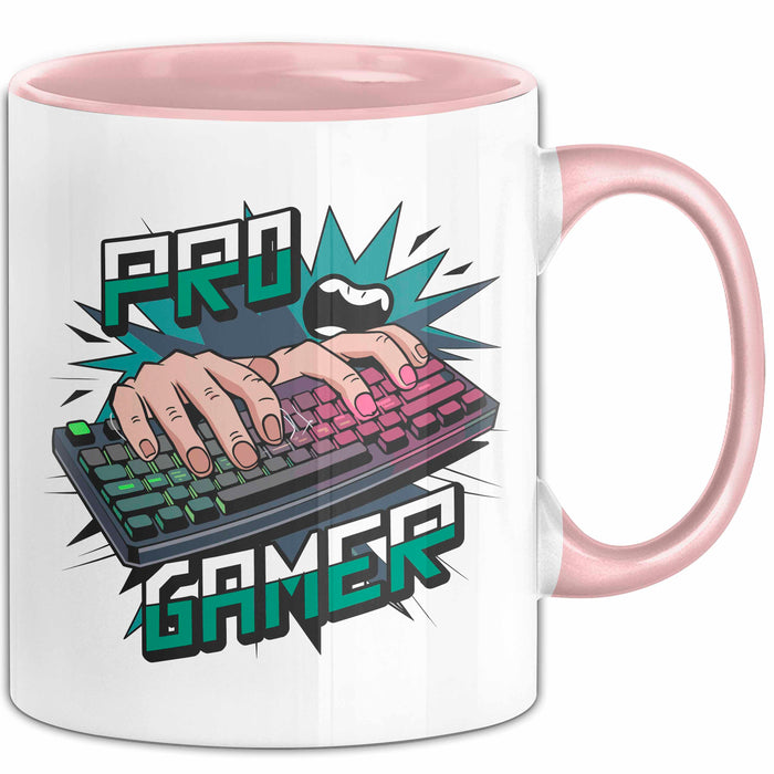 Pro Gamer Tasse Geschenkidee für Gaming Süchtige Rosa Trendation