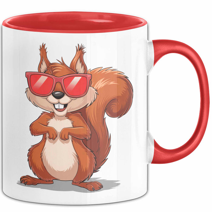 Eichhörnchen Tierliebhaber Sonnenbrille Tasse Geschenk Lustige Geschenkidee Spruch Rot Trendation