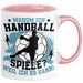 Handball Geschenk Tasse Geschenkidee Handball-Spieler Handballspielerin Mädchen Jungs Kaffee-Becher Warum Ich Handball Spiele? Rosa Trendation