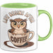 Sarkastische Eule Tier Kaffee Tasse Geschenk Lustige Geschenkidee Spruch Das Leben Beginnt Nach Dem Kaffee Grün Trendation