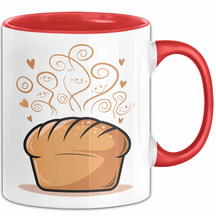 Brotbäcker Tasse Geschenkidee für Teigknet Fan Rot Trendation