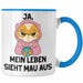 Dank Meme Tasse Katzen Besitzer Wortspiel Ja Mein Leben Sieht Mau Aus Traurige Katze Geschenkidee Saure Katze Astronaut Blau Trendation