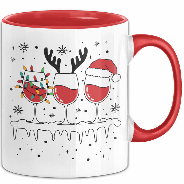 Wein-Trinker Geschenk Weihnachten Rotwein Geschenkidee Weintrinkerin Grafik Kaffee-Becher Rot Trendation