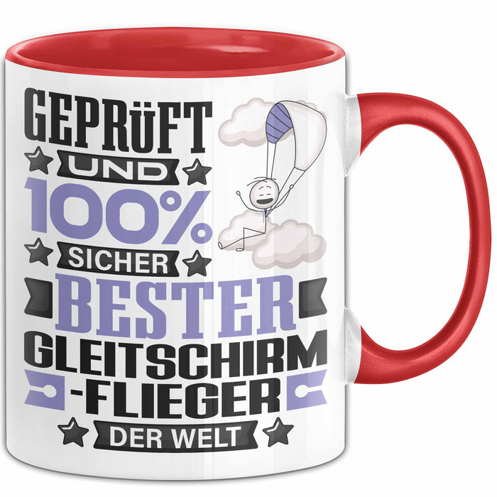 Gleitschirmflieger Geschenk Lustiger Spruch für Gleitschirmflieger Geschenkidee Bester Gleitschirmflieger Der Welt Rot Trendation