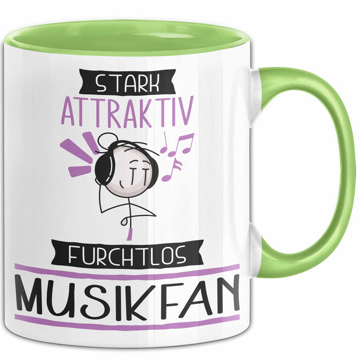 Musikfan Tasse Geschenk Becher Stark Attraktiv Furchtlos Musikfan Lustige Geschenkidee Grün Trendation