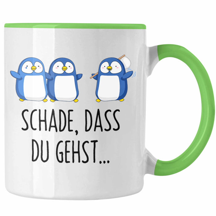 Trendation - Jobwechsel Tasse Geschenk Kollegin Kollege Abschied Lustig Abschiedsgeschenk Sprüche Neuer Job Schade Dass Du Gehst Grün Trendation