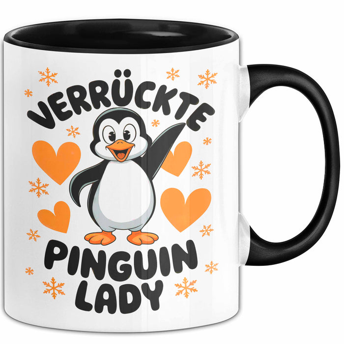 Pinguin Tier Tasse Geschenk Lustige Geschenkidee Spruch Verrückte Pinguin Lady Schwarz Trendation