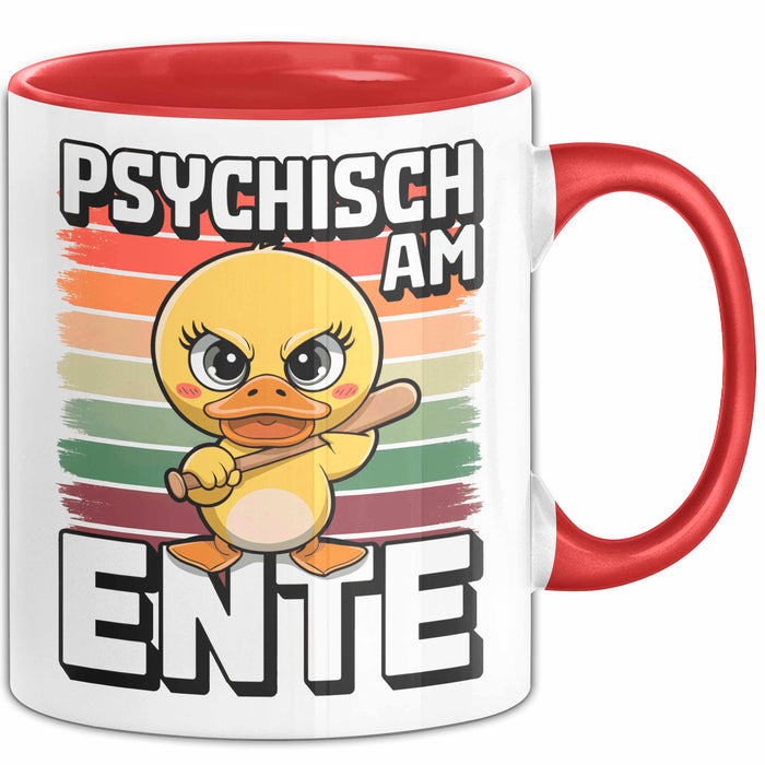 Ente Tier Tasse Geschenk Lustige Geschenkidee Spruch Psychisch Am Ente Rot Trendation