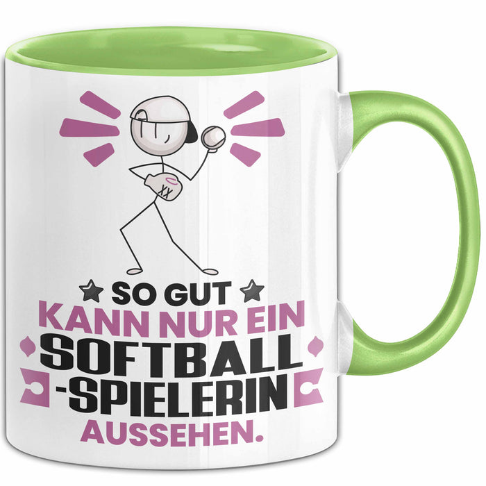 Softballspielerin Geschenk Tasse So Gut Kann Nur Ein Softballspielerin Aussehen Geschenkidee Kaffee-Becher Grün Trendation