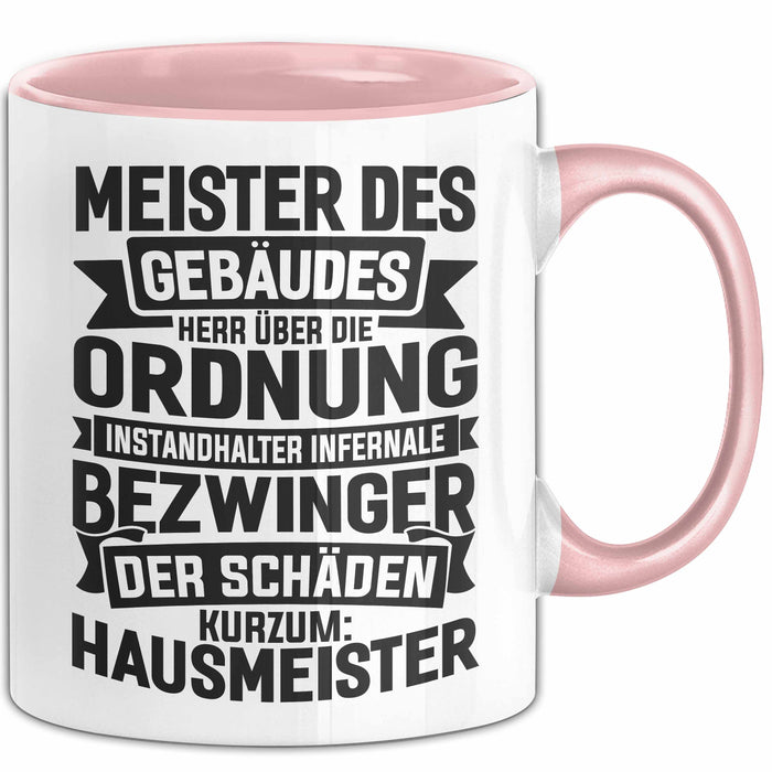 Hausmeister Tasse Geschenk Meister Des Gebäudes Rosa Trendation