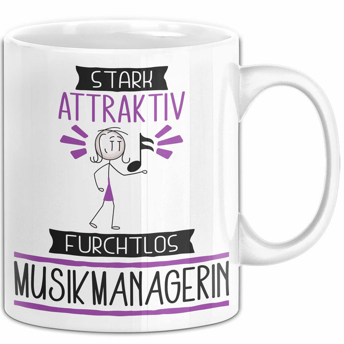 Musikmanagerin Tasse Geschenk Becher Stark Attraktiv Furchtlos Musikmanagerin Lustige Geschenkidee Weiß Trendation