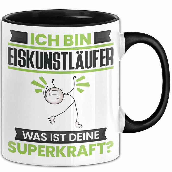 Eiskunstläufer Tasse Geschenk für Eiskunstläufer Geburtstag Lustiger Spruch Kaffee-Becher Was Ist Deine Superkraft Schwarz Trendation