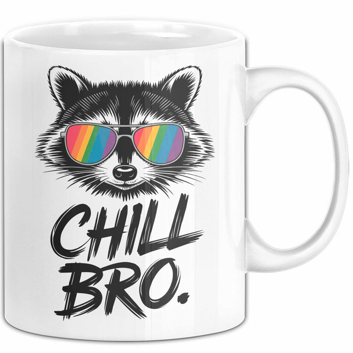 Waschbär Tierliebhaber Tasse Geschenk Lustige Geschenkidee Spruch Entspann Dich Bruder Weiß Trendation