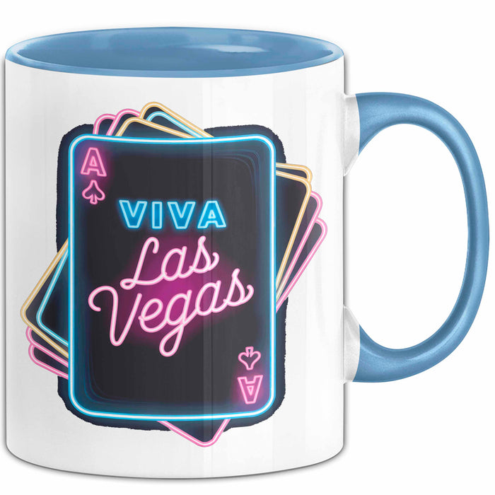 Las Vegas Nevada USA Tasse Geschenk Lustige Geschenkidee Spruch Viva Las Vegas Blau Trendation