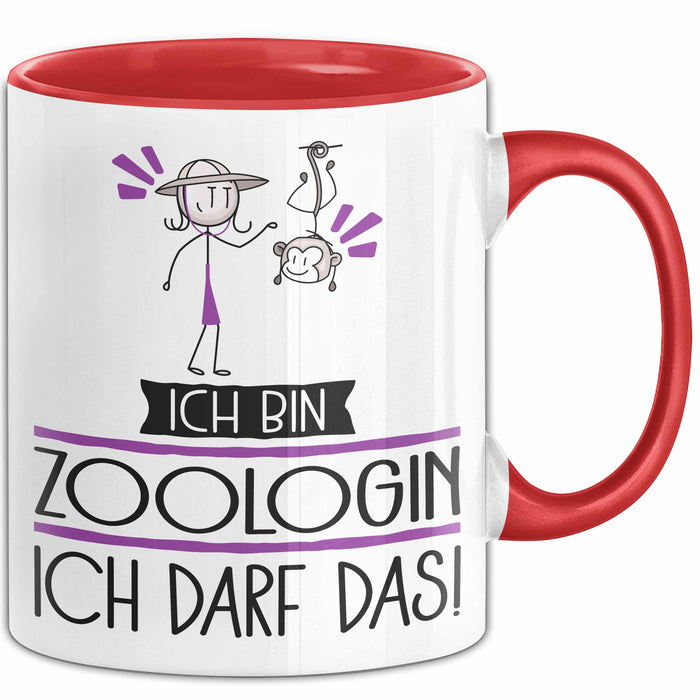Geschenk für Zoologin Tasse Lustige Geschenkidee Geburtstag Ich Bin Zoologin Ich Darf Das Rot Trendation