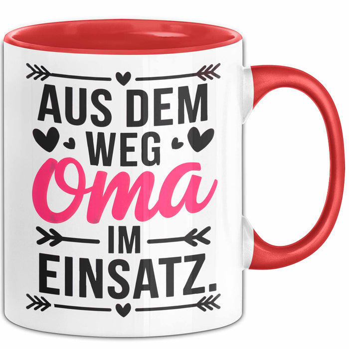 Oma Großmutter Tasse Becher Geschenk Lustige Geschenkidee Spruch Aus Dem Weg Oma Im Einsatz Rot Trendation