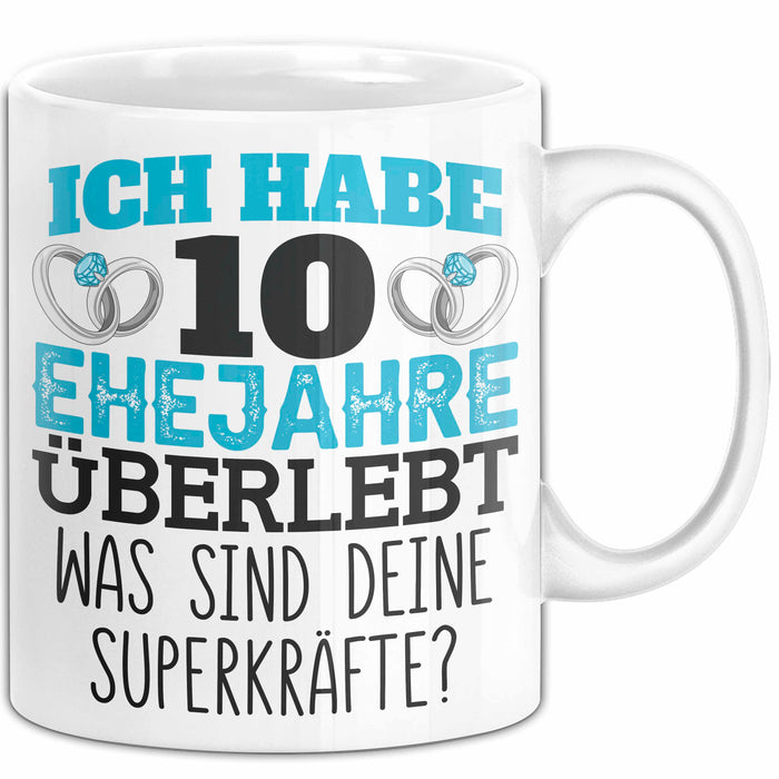 Rosenhochzeit Tasse Geschenk 10 Jahre Verheirtatet Geschenkidee Ehemann Ehefrau Becher Weiß Trendation