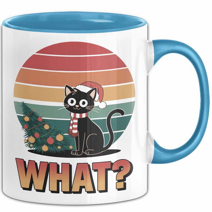 Schwarze Katze Weihnachtsfeier Tasse Geschenk Lustige Geschenkidee Spruch Was Blau Trendation