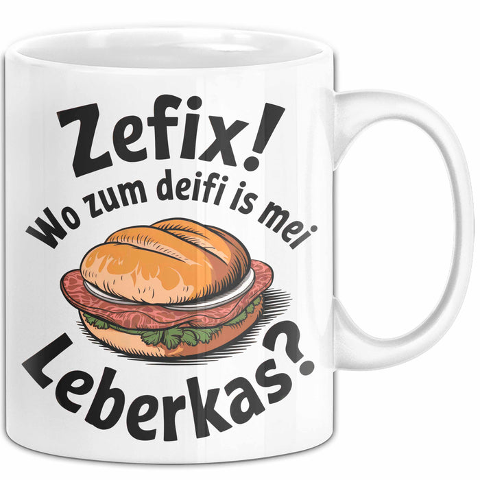 Deutschland Deutsches Fleisch Leberkäse Tasse Geschenk Lustige Geschenkidee Spruch Zefix Wo Zum Deifi Is Mei Leberkas Weiß Trendation
