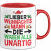 Weihnachten Tasse Geschenk Lieber Weihnachtsmann Die Waren Alle Unartig Geschenkidee Xmas Kaffee-Becher Rot Trendation