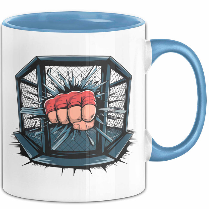 MMA Kämpfer Tasse Geschenkidee für Kampfsport Fans Blau Trendation