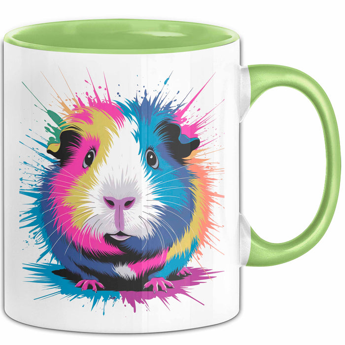 Buntes Meerschweinchen Tierliebhaber Tasse Geschenk Lustige Geschenkidee Spruch Grün Trendation