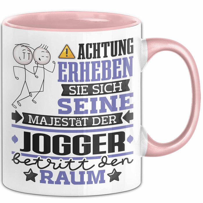 Jogger Geschenk Tasse Lustiger Spruch Erheben Sie Sich Der Jogger Betritt den Raum Rosa Trendation