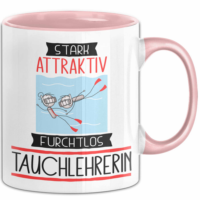 Tauchlehrerin Tasse Geschenk Becher Stark Attraktiv Furchtlos Tauchlehrerin Lustige Geschenkidee Rosa Trendation