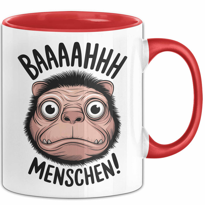 Antisozial Tasse Geschenk Baaahhh Menschen Geschenkidee Lustig Sarkasmus Rot Trendation